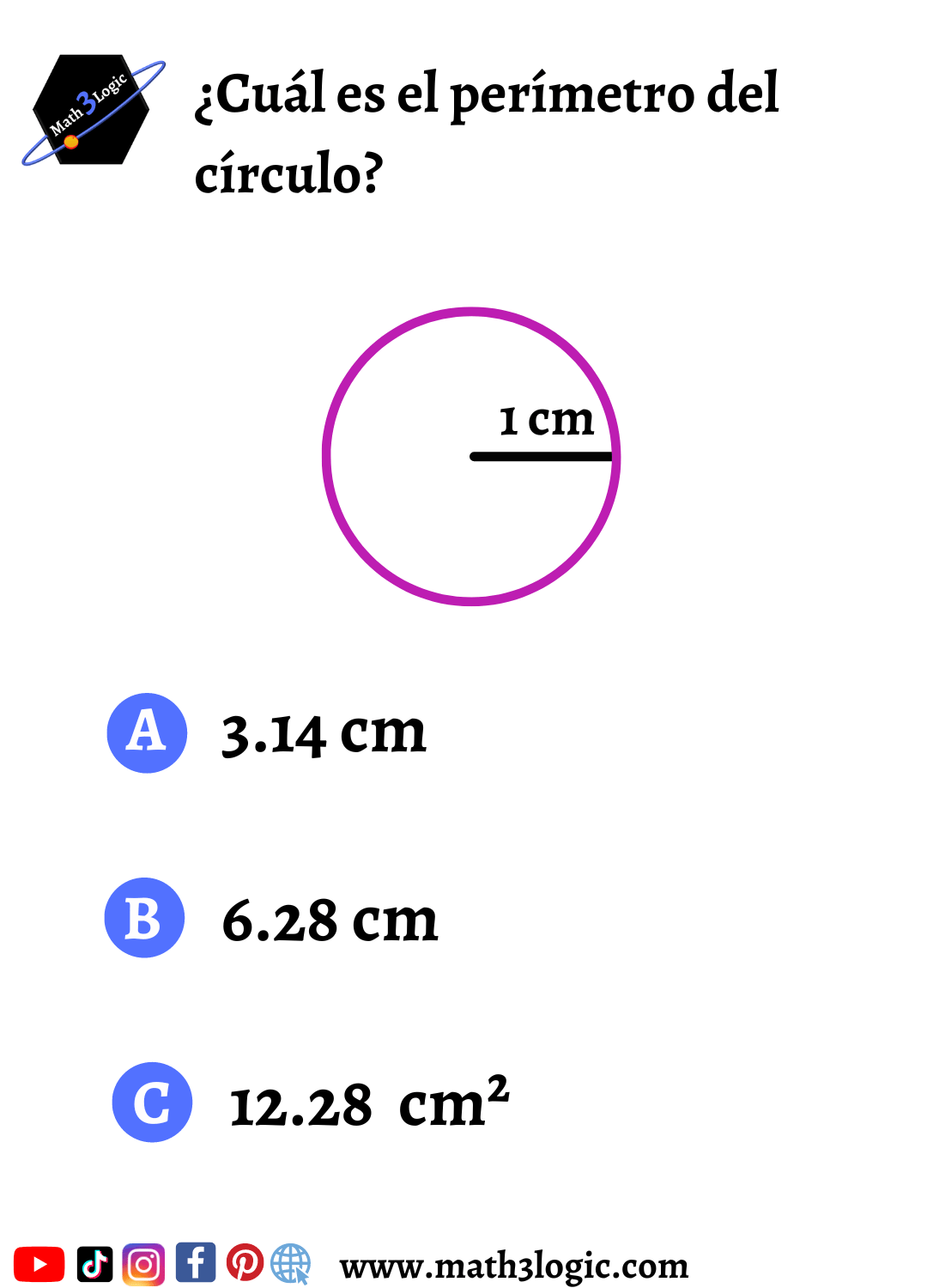 Perímetro del círculo ejercicios math3logic4