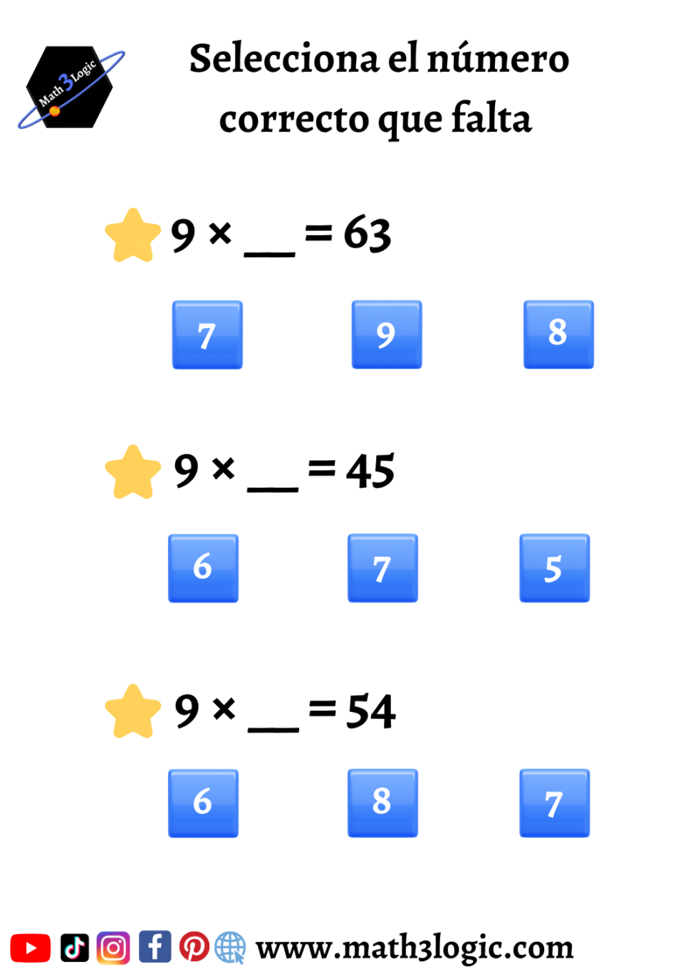 Tabla del 9 Practica la tabla del 9 con juegos y ejercicios