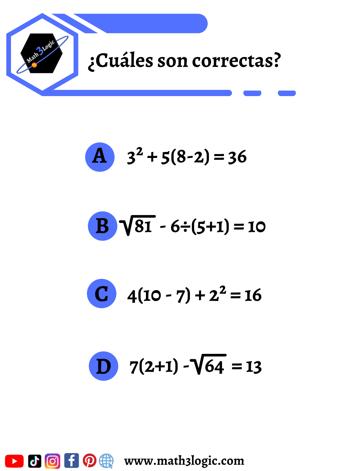 Jerarquía de operaciones nivel 1 math3logic ejercicio4