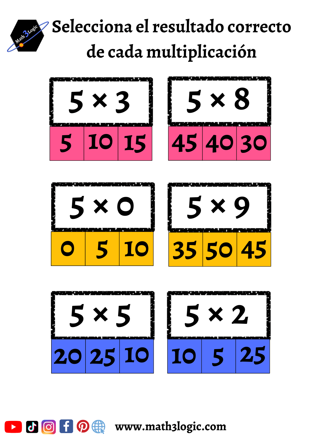 Tabla del 5 ejercicio 6 math3logic