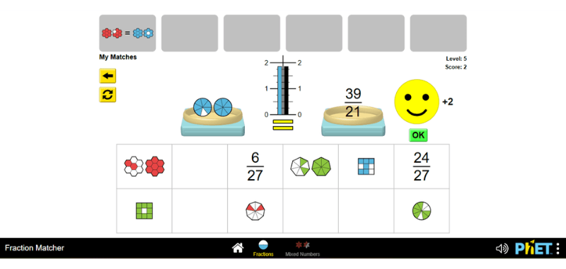 Laboratorio 5 juego fraccione equivalentes