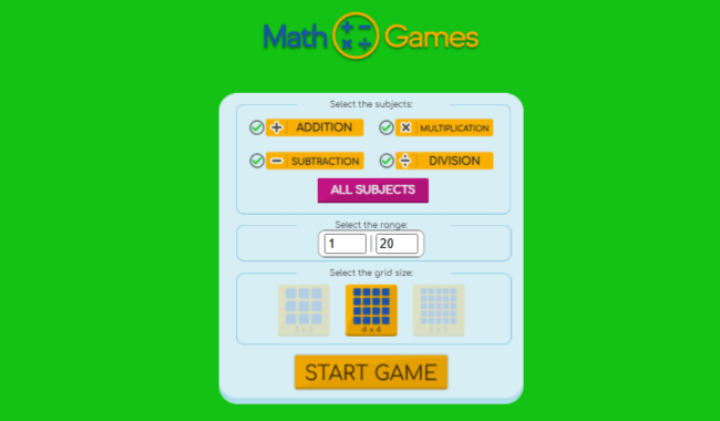 Juegos calculo mental bingo