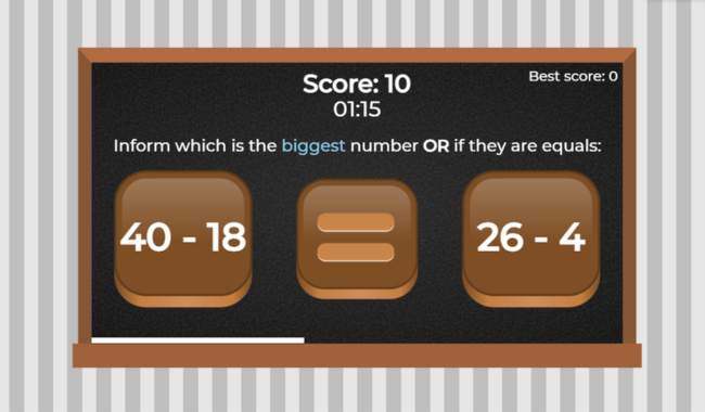 Juegos calculo mental cuál es mayor, menor o son iguales