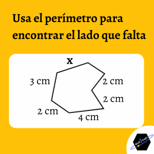 Encuentra el lado que falta mediante el perímetro math3logic